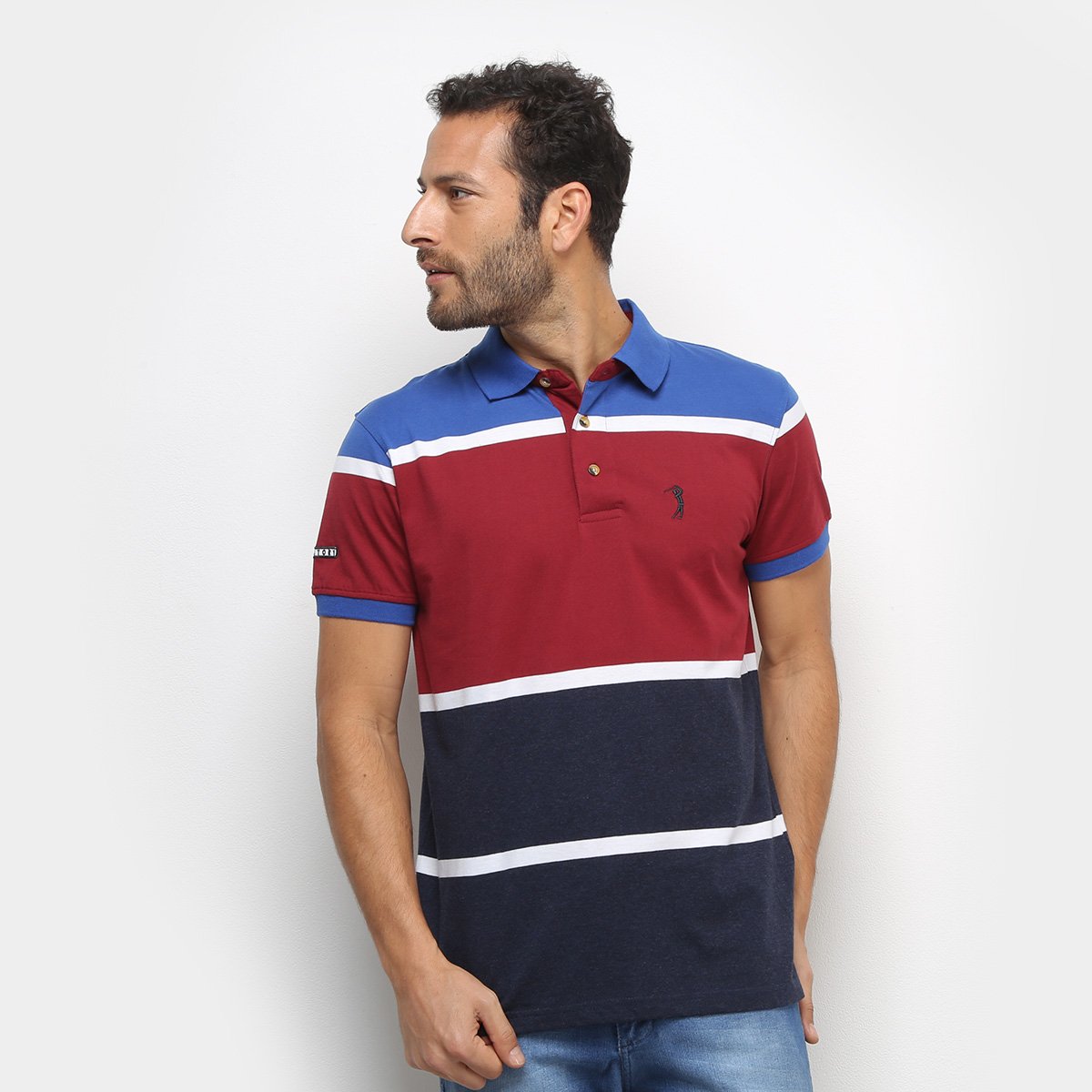 Camisa Polo Aleatory Fio Tinto Bicolor Masculina