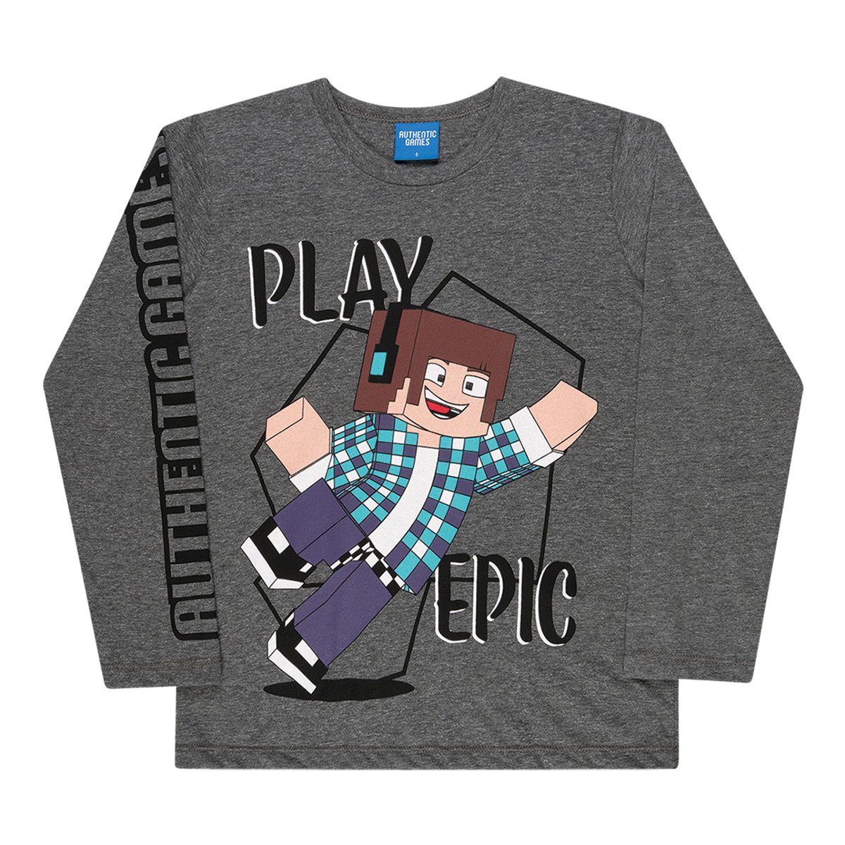Camiseta Infantil Kamylus Authentic Games Manga Longa Masculina
