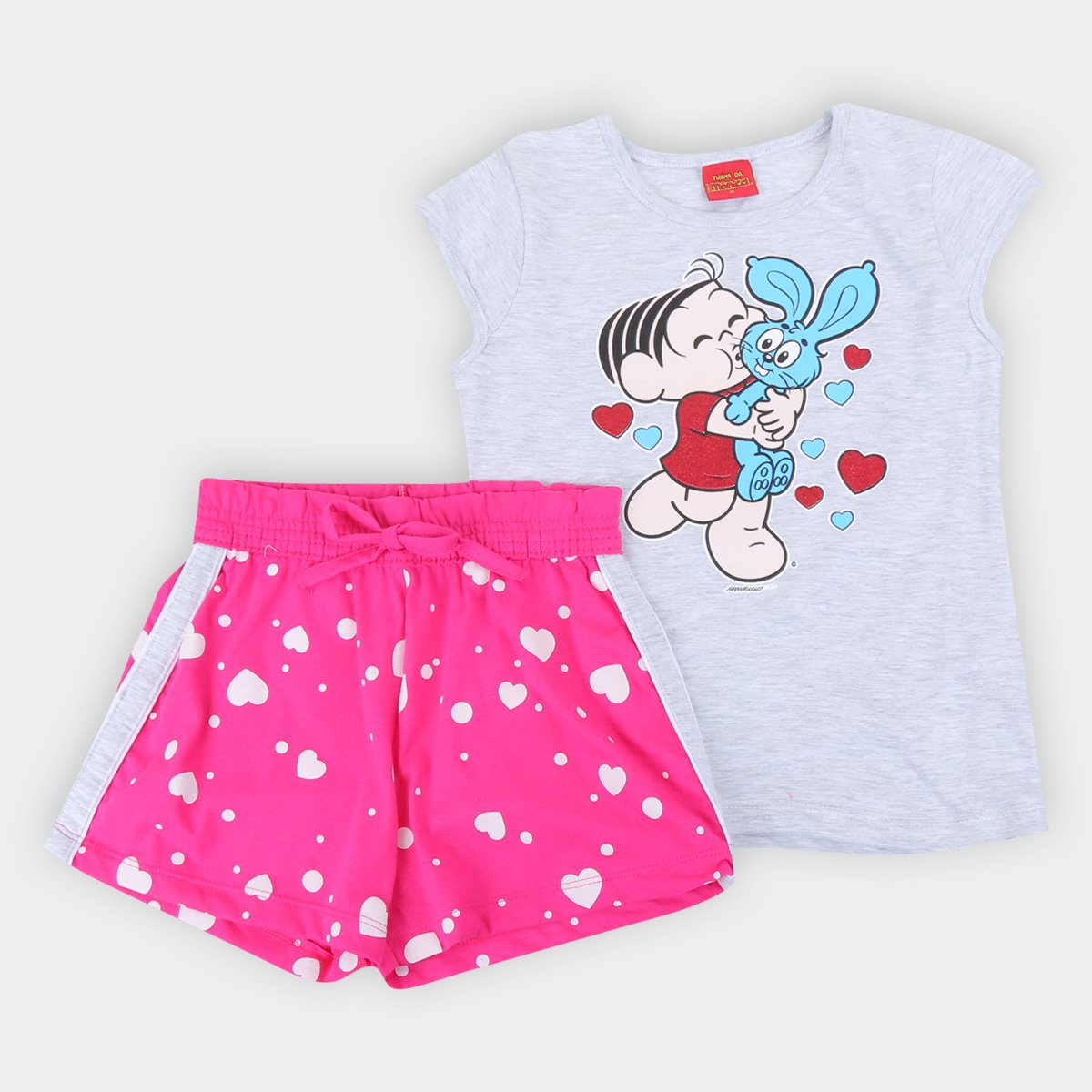 Conjunto Infantil Brandili Turma da Mônica Blusa + Short Feminino