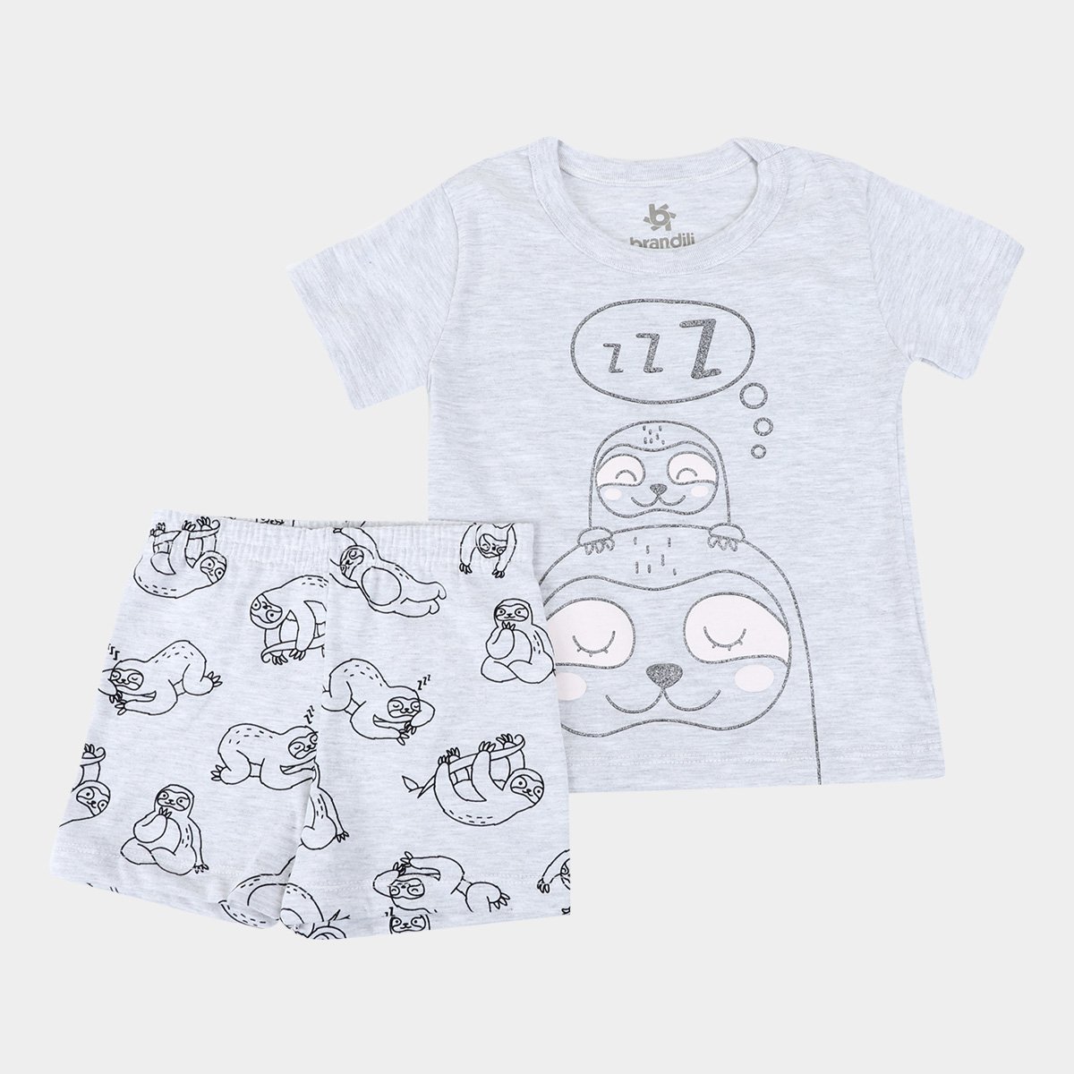 Pijama Infantil Brandili Bichinho Preguiça Feminino