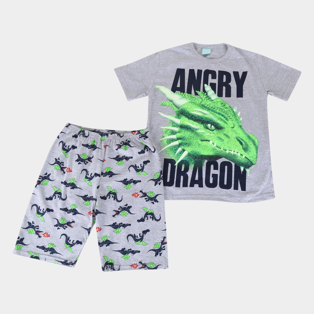 Pijama Juvenil Kyly Dragon Brilha no Escuro Masculino