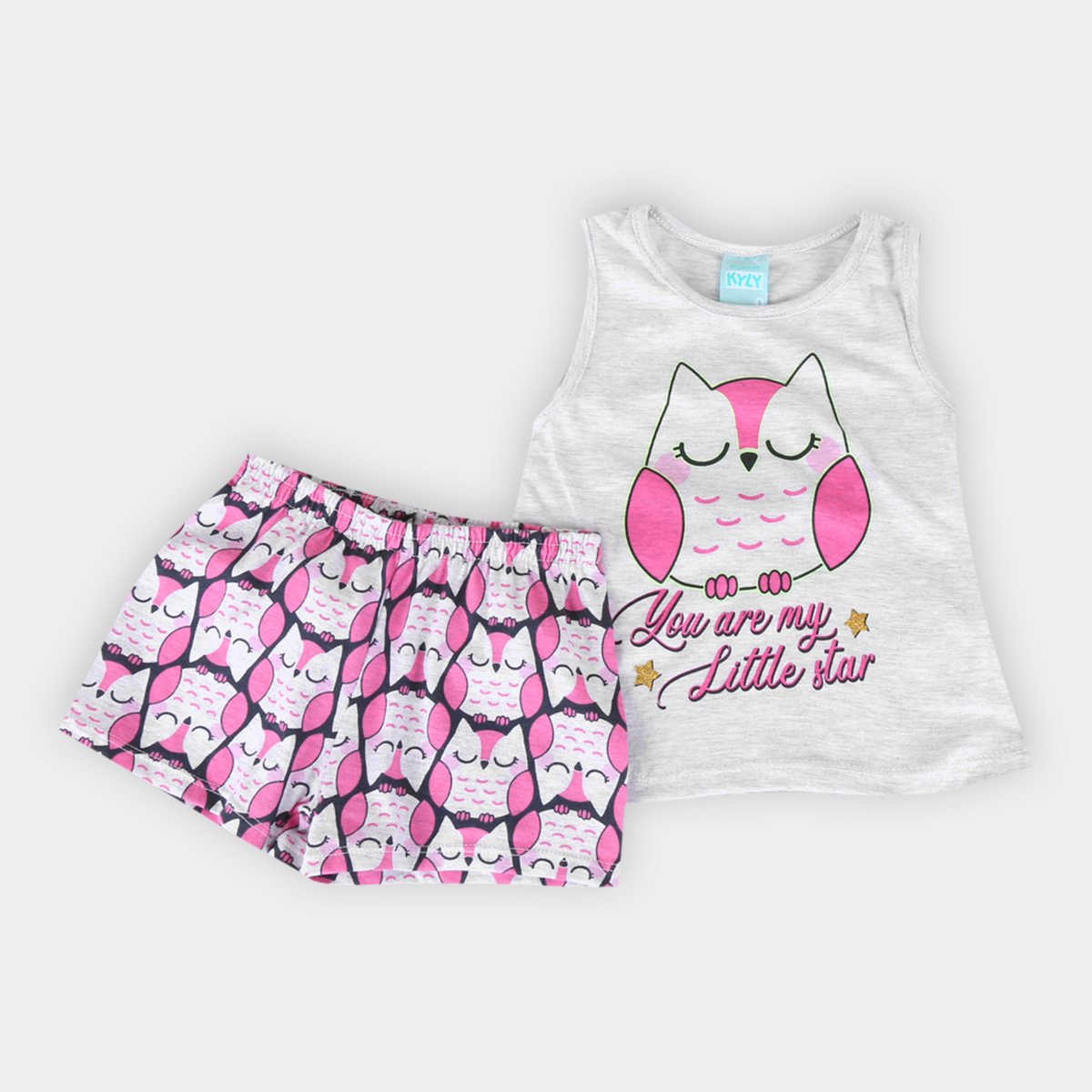Pijama Infantil Kyly Corujinha Brilha no Escuro Feminino