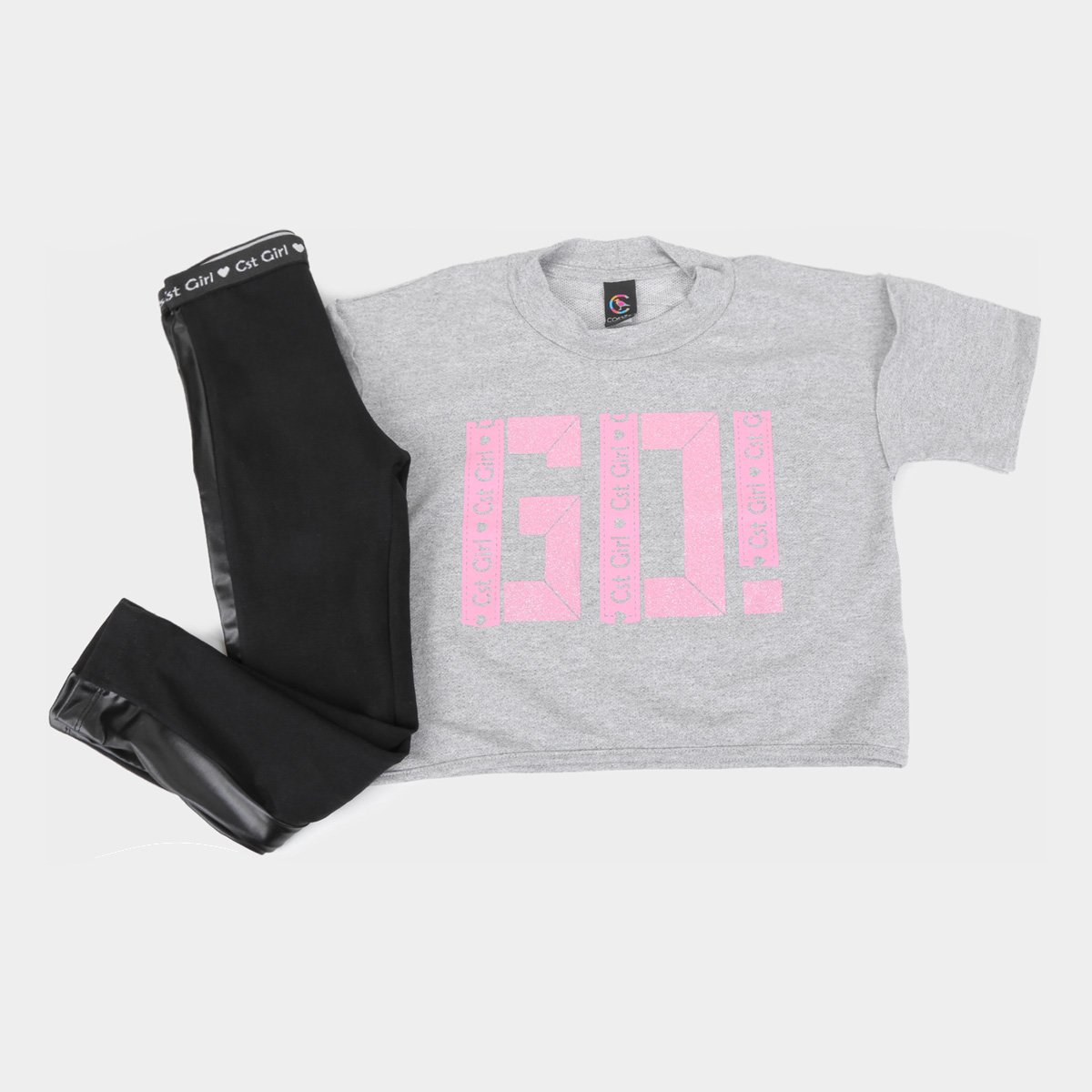 Conjunto Infantil Costão Blusa Go + Legging C/Recorte Feminina