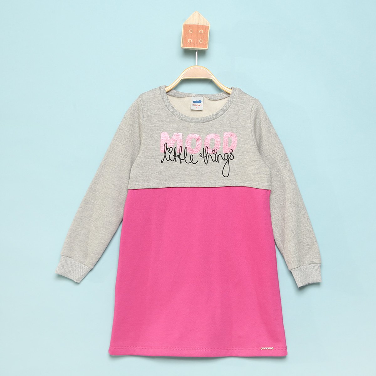 Vestido Moletom Infantil Marlan Felpado Manga Longa