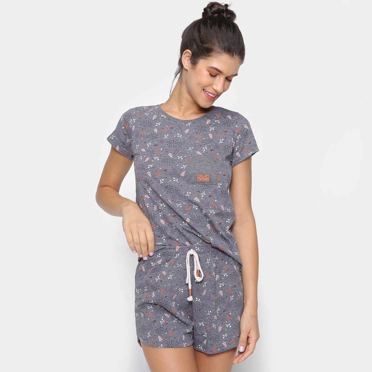 Short Doll Cor com Amor Folhagem Feminino