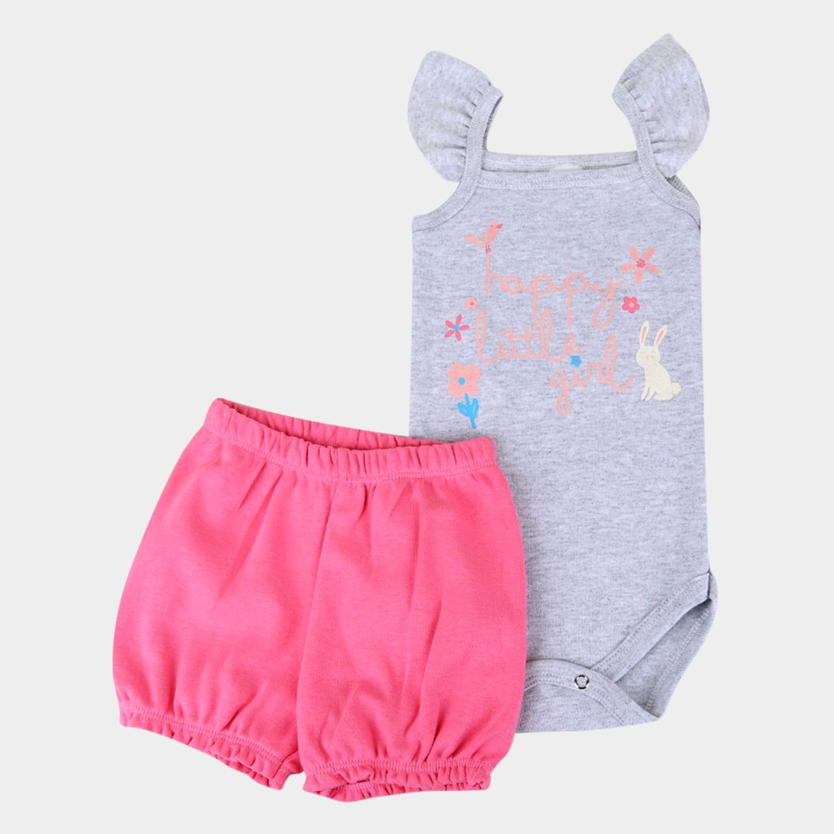 Conjunto Bebê Candy Kids Body E Shorts Suedine Happy Little Girl Feminino