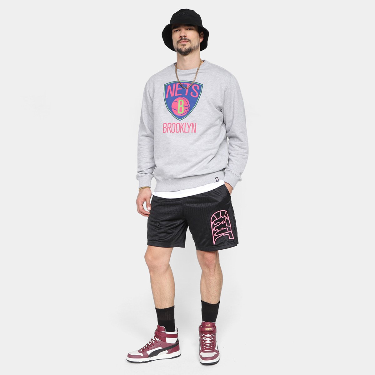 Moletom NBA Nets Brooklin Neon Colors Masculino - Tam: P - 3