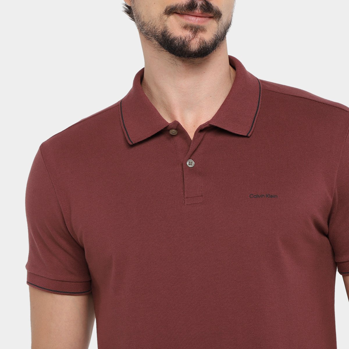 Camisa Polo Calvin Klein Slim Básica Friso Masculina - Tam: M - 2