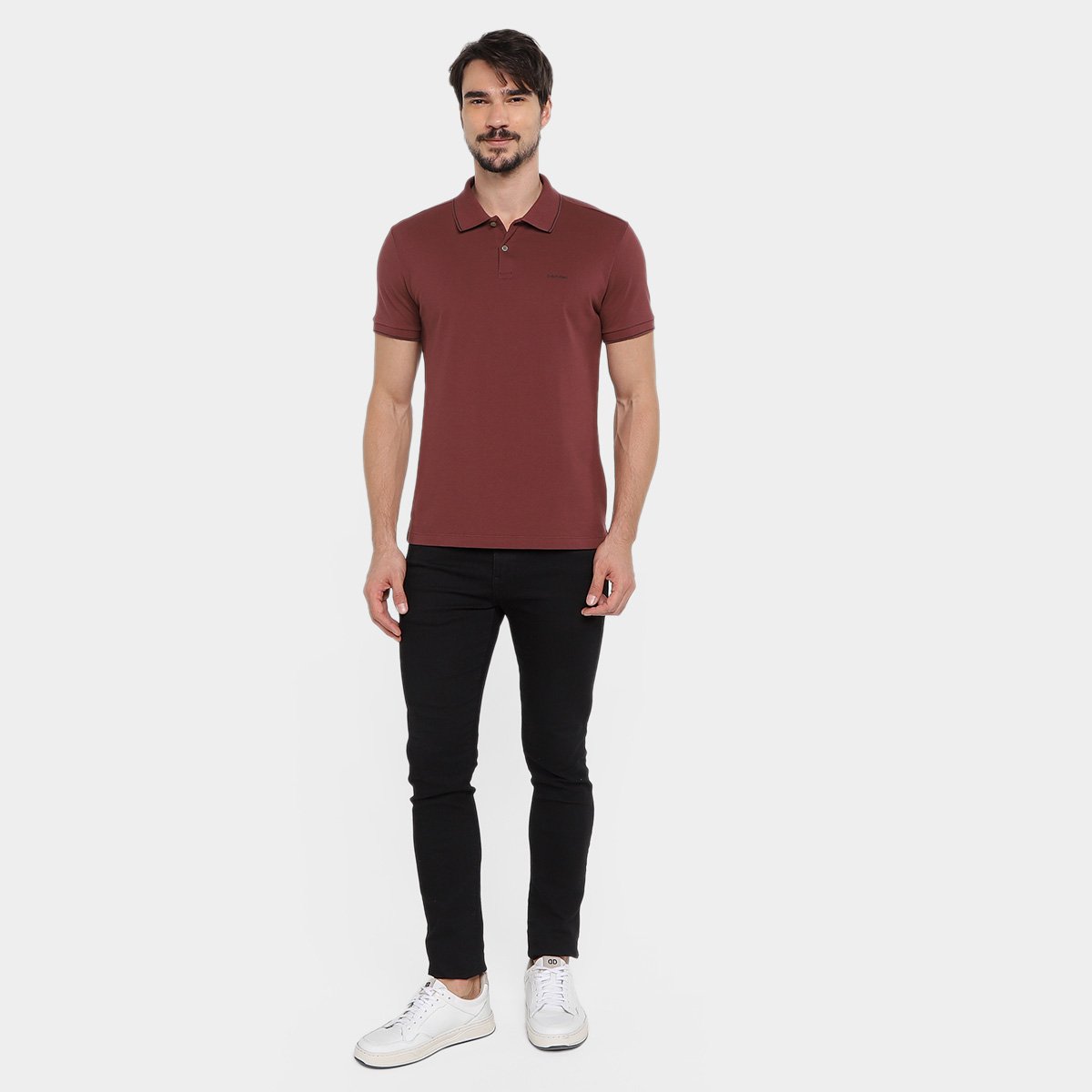 Camisa Polo Calvin Klein Slim Básica Friso Masculina - Tam: M - 3