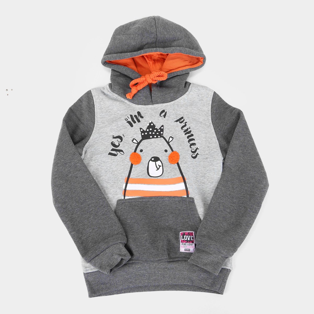 Moletom Infantil Pix Love Princess Com Capuz Feminino