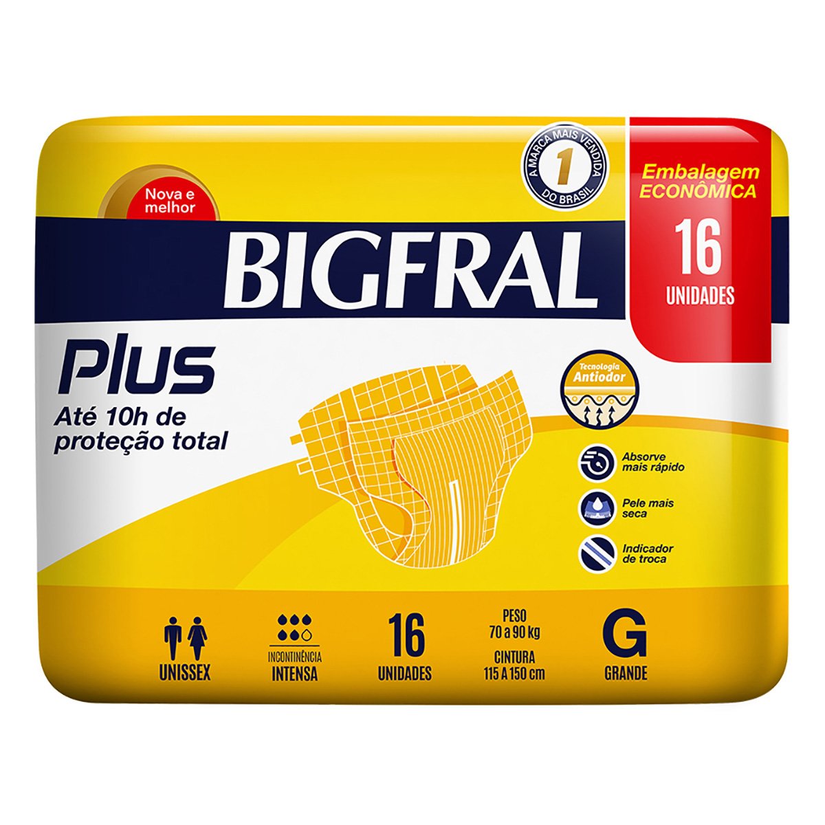 Fralda Geriátrica Bigfral Plus G 16 Unidades