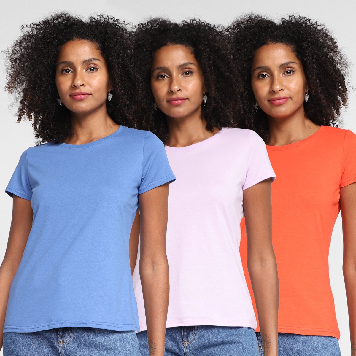 Kit Camisetas Basicamente Babylook 3 Peças Feminino