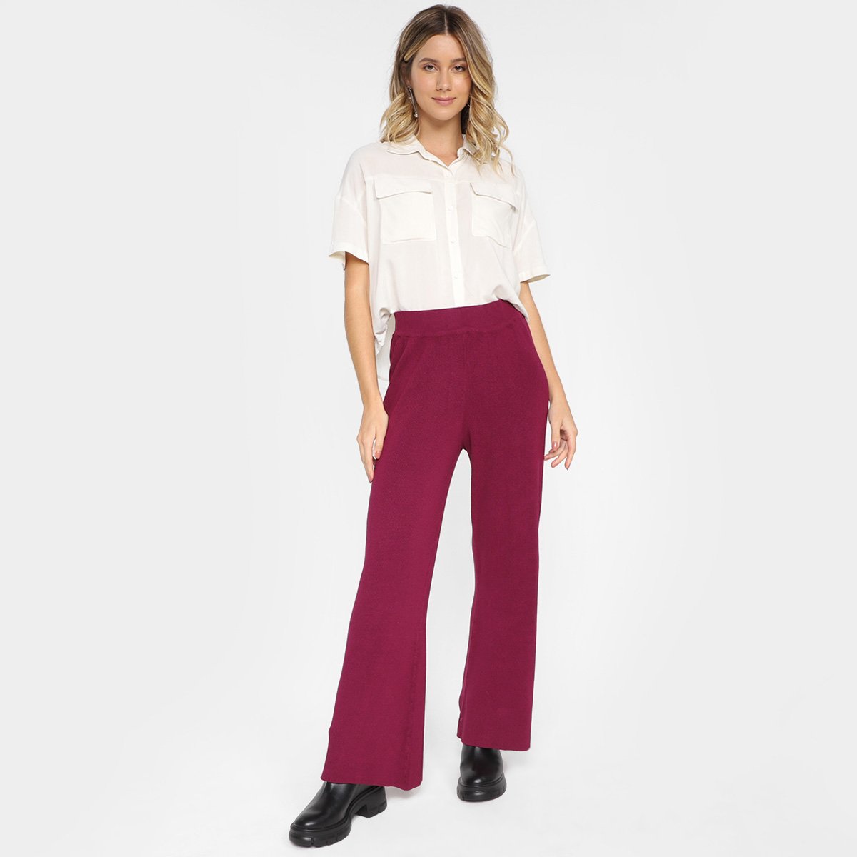 Calça Dzarm Flare Cintura Alta Feminina - Tam: P - 1