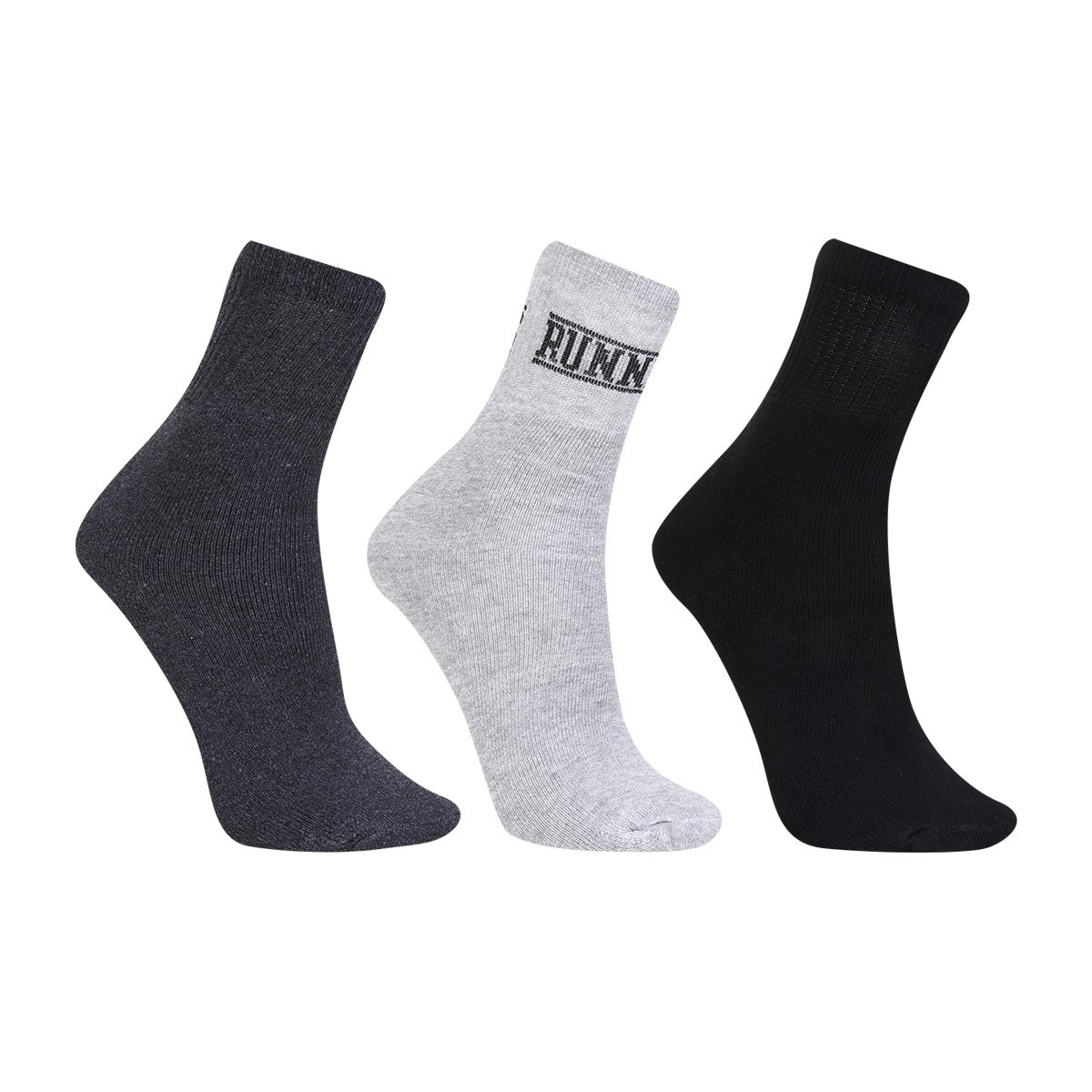 Kit Meias Cia da Meia Básica Cano Médio 3 Pares Masculina
