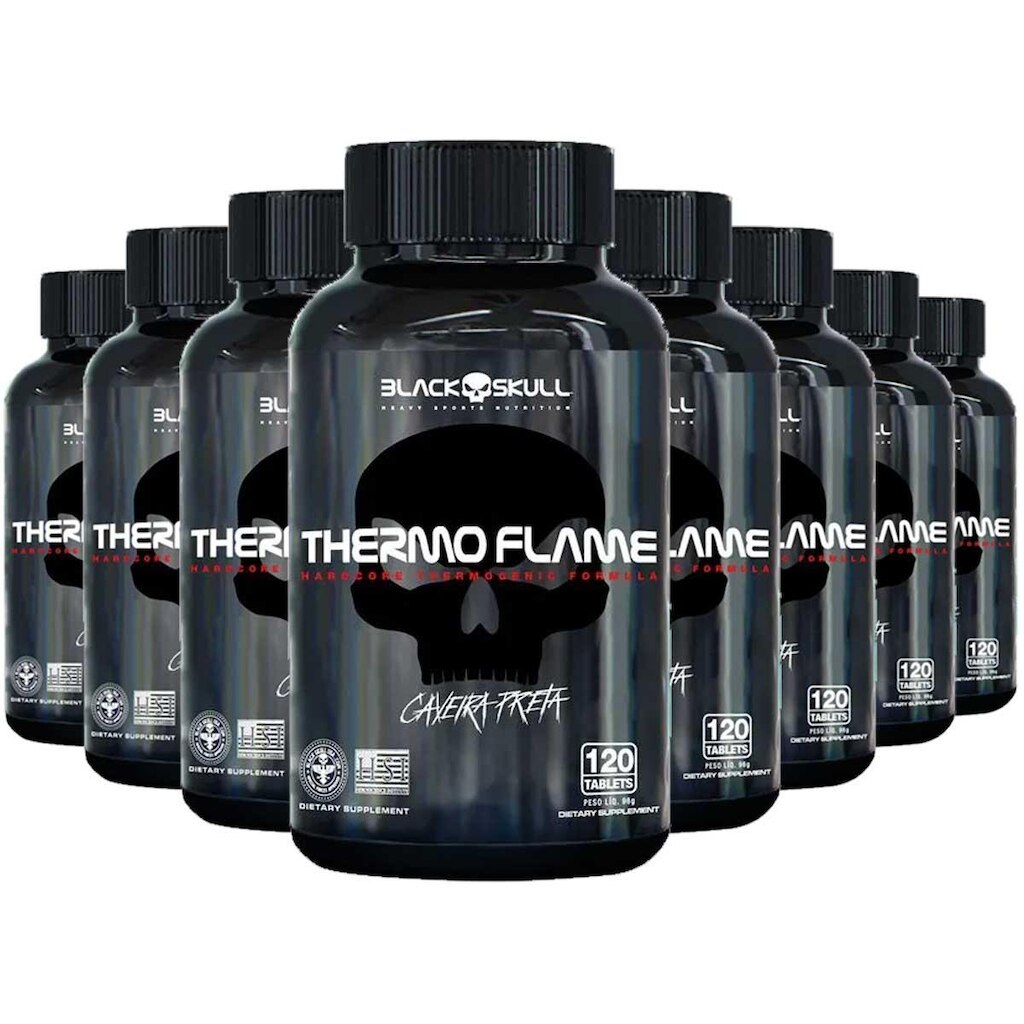 8x Thermo Flame Termogênico 120 Tab Cada Black Skull