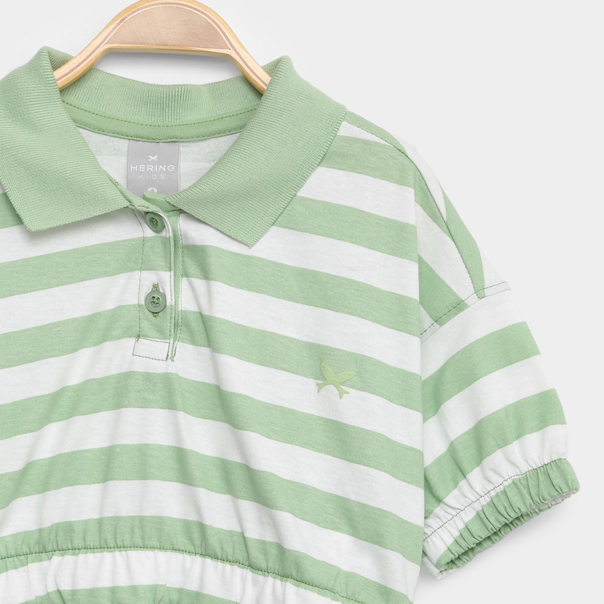 Camisa Polo Cropped Infantil Hering Kids Listrada Manga Curta Menina - Tam: 6A - 1