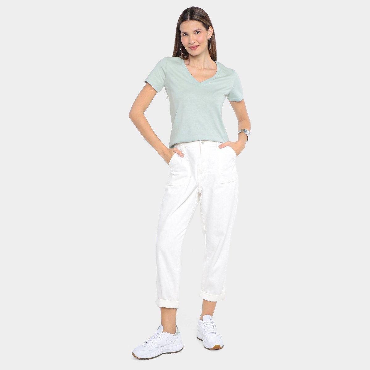 Blusa Hering Básica Gola V Feminina - Tam: G - 3