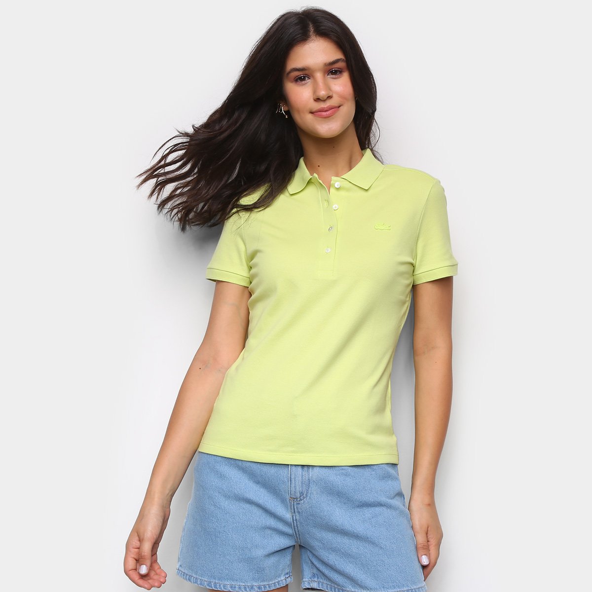 Camisa Polo Lacoste Básica Manga Curta Feminina