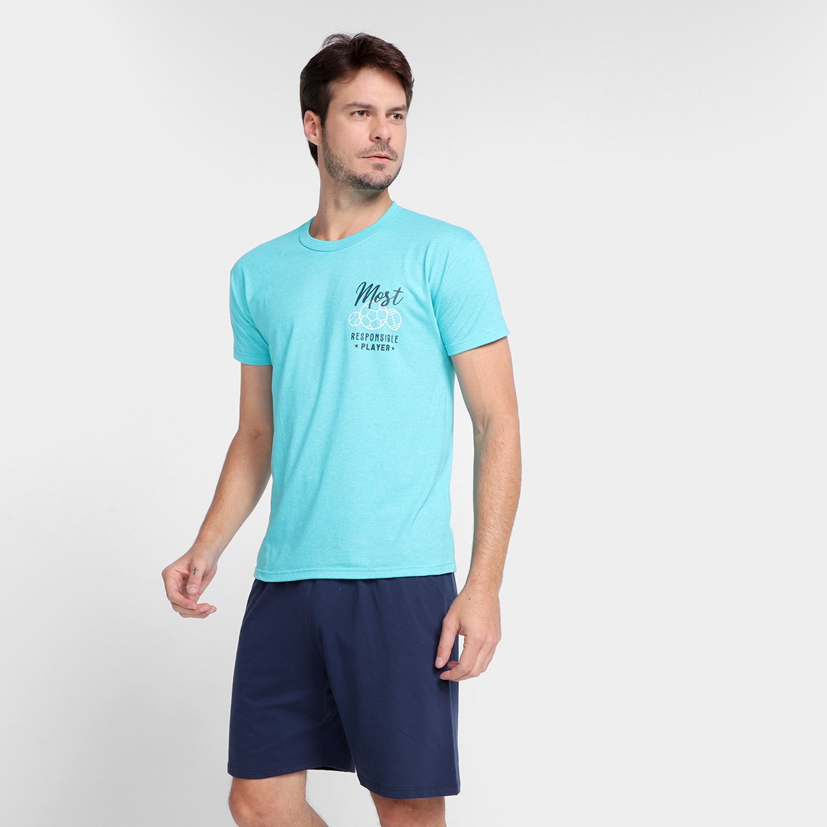 Pijama Adulto Malwee Bicolor Curto Masculino