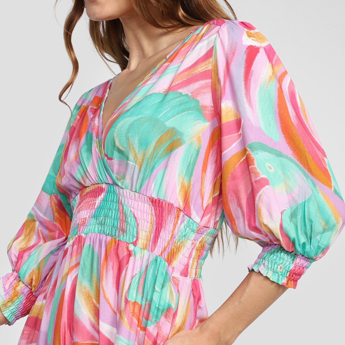 Macaquinho Mercatto Estampado Manga 3/4 Feminino - Tam: P - 2