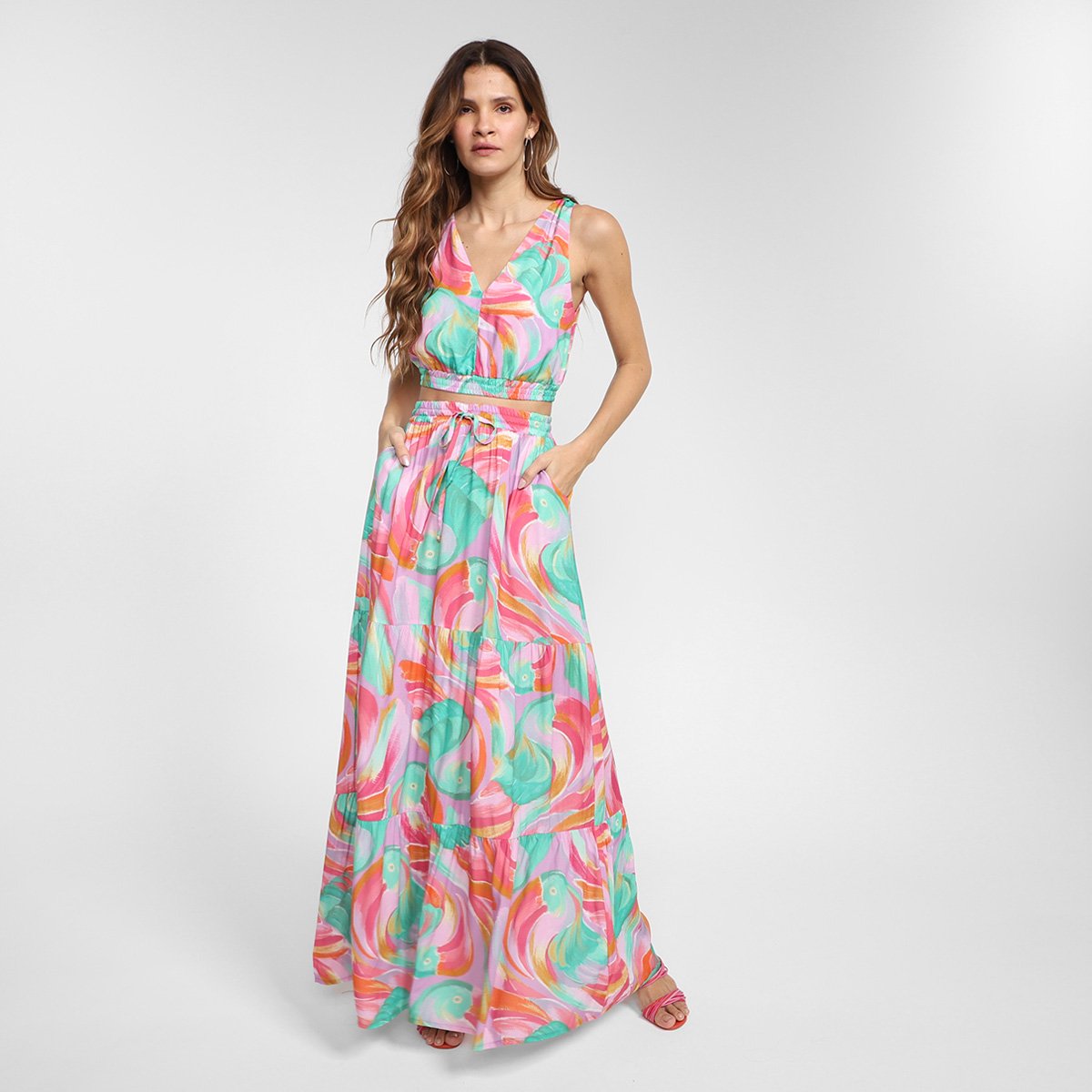 Saia Longa Mercatto Estampada Cintura Alta - Tam: M - 1