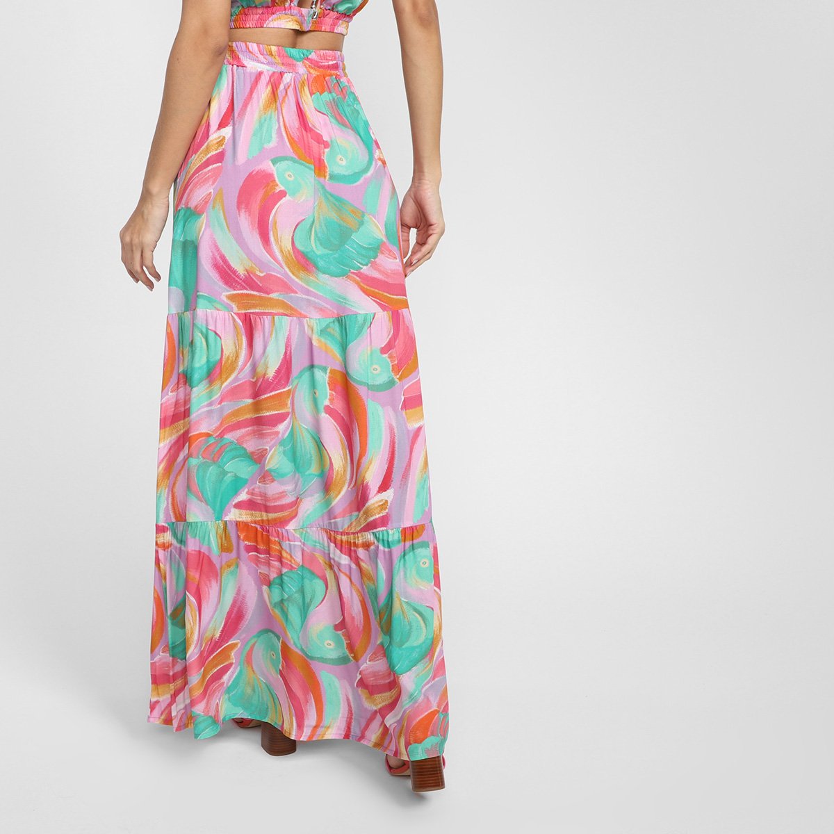 Saia Longa Mercatto Estampada Cintura Alta - Tam: M - 2