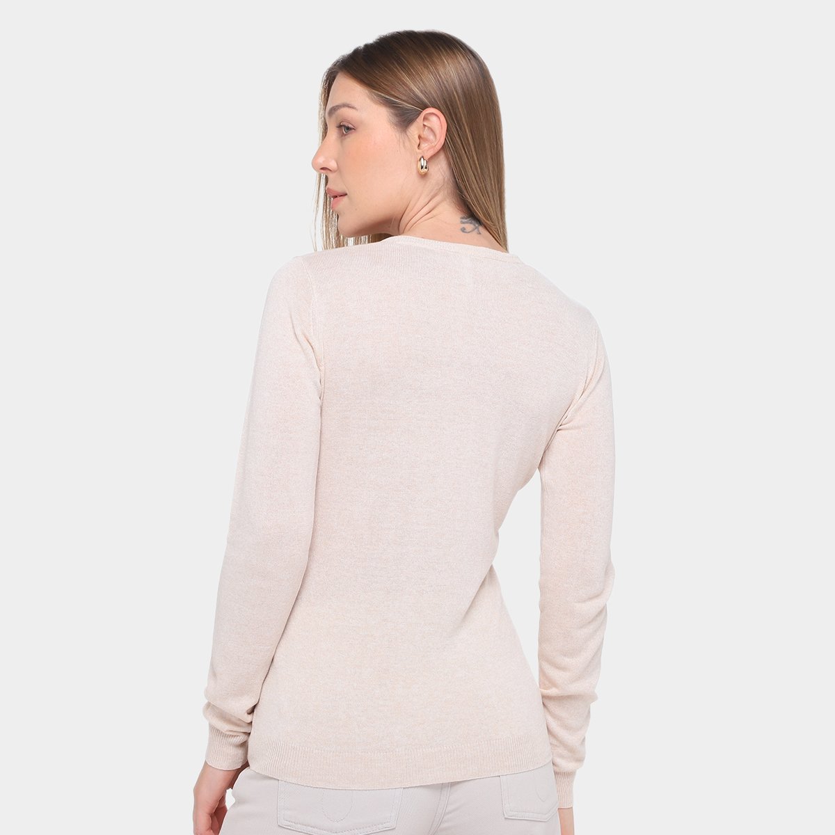 Suéter Aishty Liso Gola V Feminino - Tam: P - 1