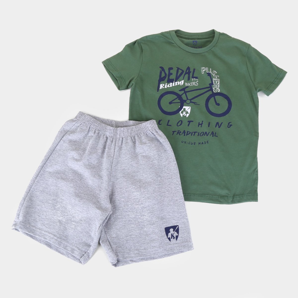 Conjunto Infantil MR. Kitsch Camiseta Pedal + Short Liso Masculino