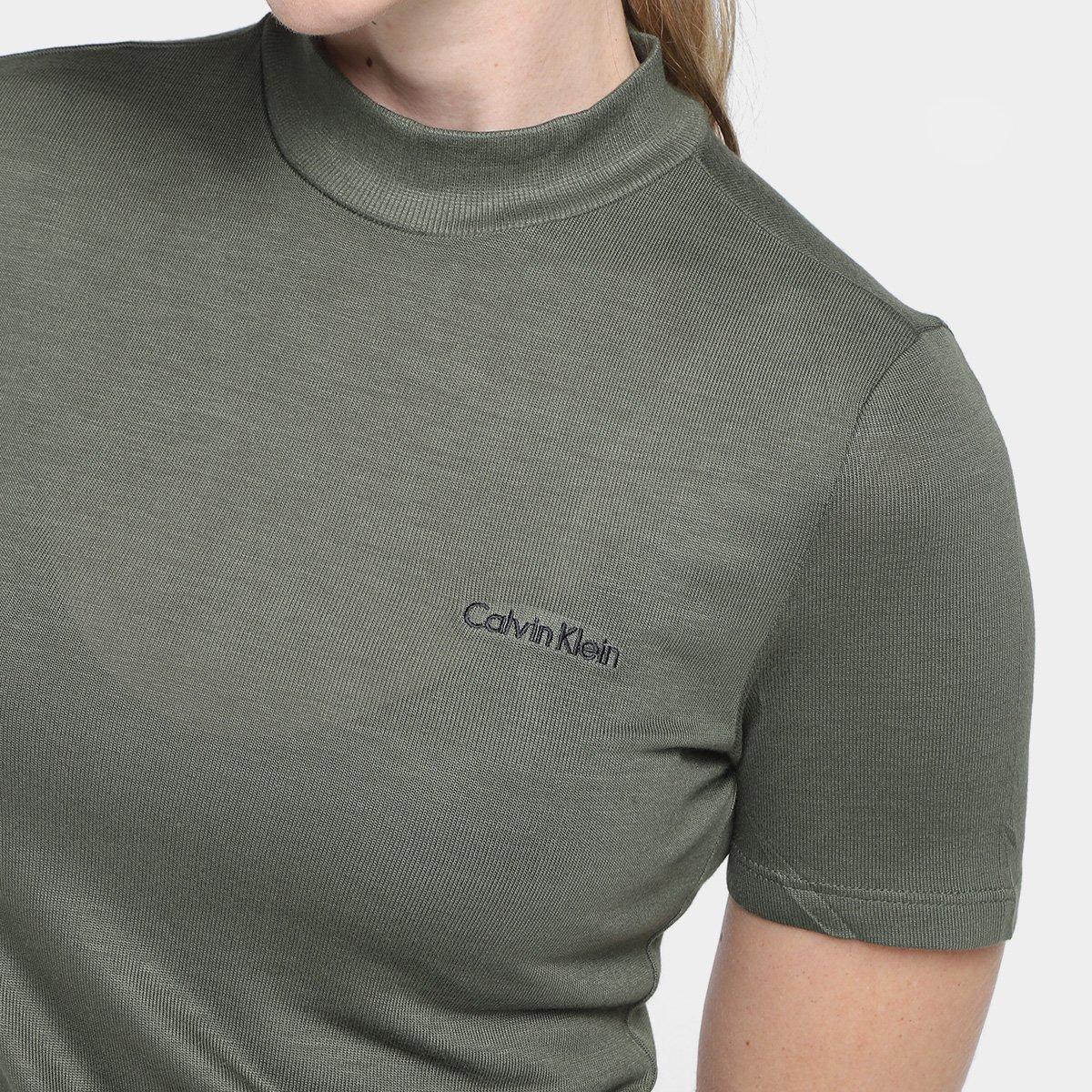 Camiseta Manga Curta Calvin Klein Gola Alta Feminina - Tam: M - 2