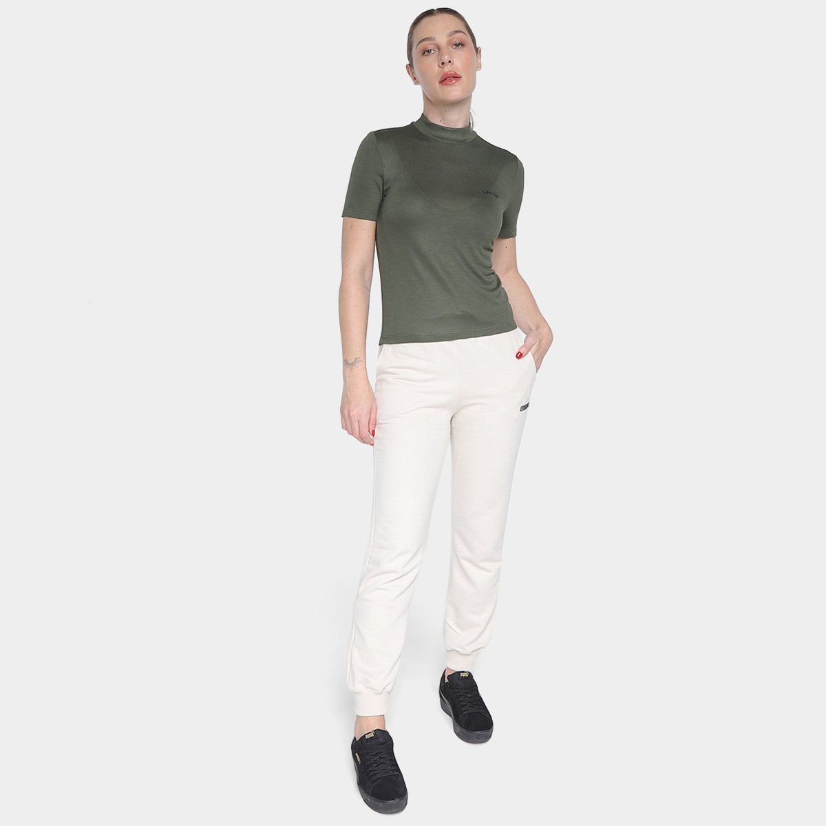 Camiseta Manga Curta Calvin Klein Gola Alta Feminina - Tam: M - 3