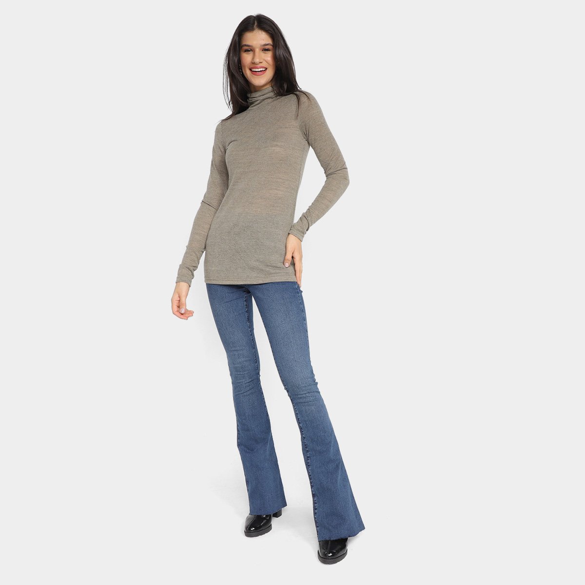 Blusa Cacharrel Animale Jeans Gola Alta Flamê Feminina - Tam: G - 3