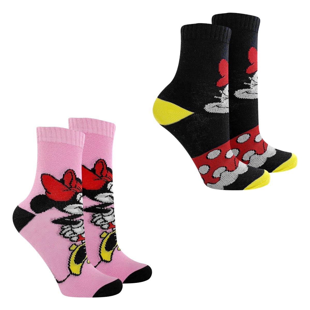 Kit Meia Infantil Disney Cano Médio Minnie 2 Pares Feminina