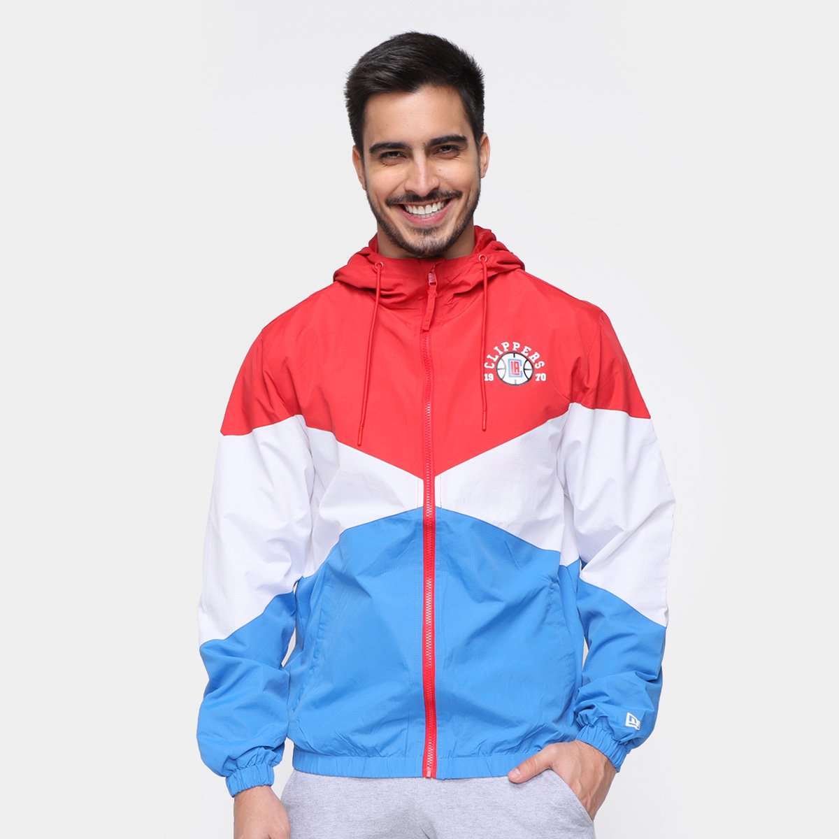 Jaqueta Corta Vento NBA Los Angeles Clippers New Era College Blocked Masculina