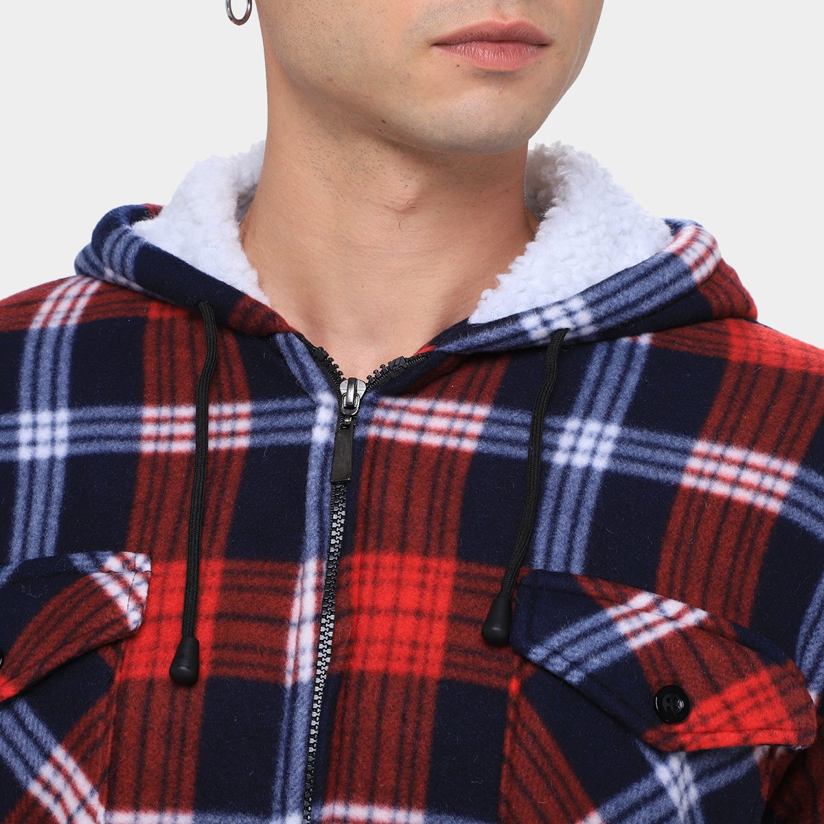 Jaqueta Xadrez Black River Com Capuz Masculina - Tam: P - 2