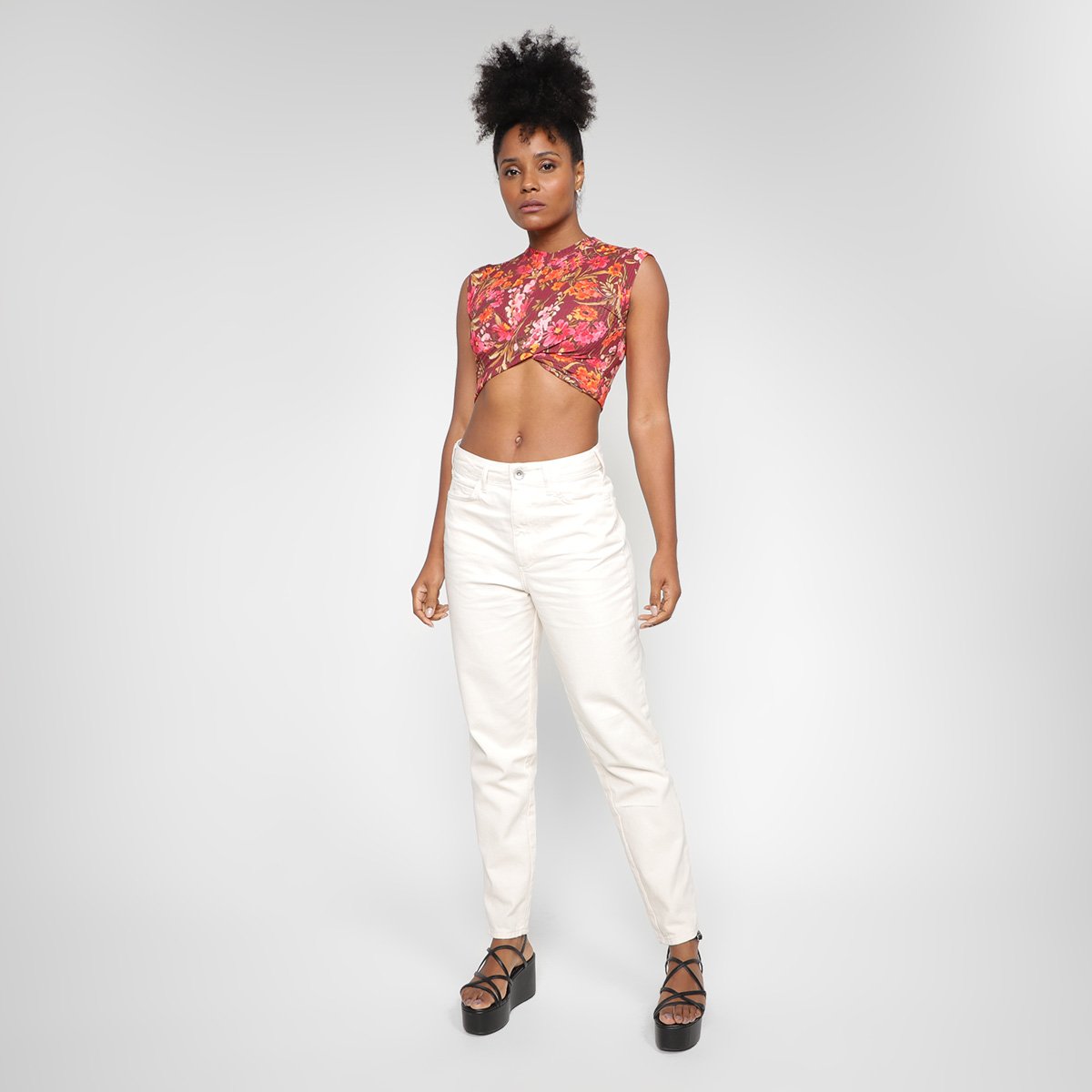 Top Colcci Cropped Floral Trançado Feminino - Tam: P - 3