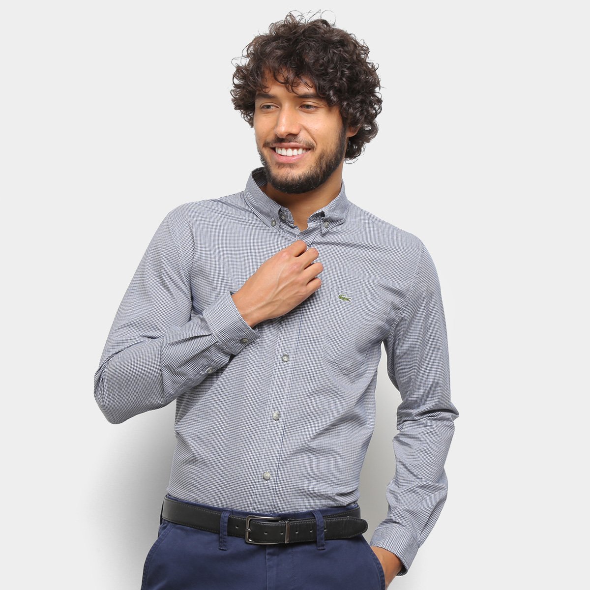 Camisa Xadrez Manga Longa Lacoste Masculina