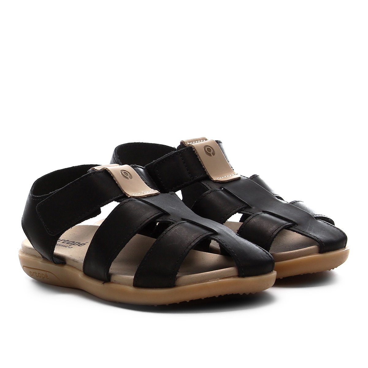 Sandália Infantil Couro Ortopé Lisa Masculina