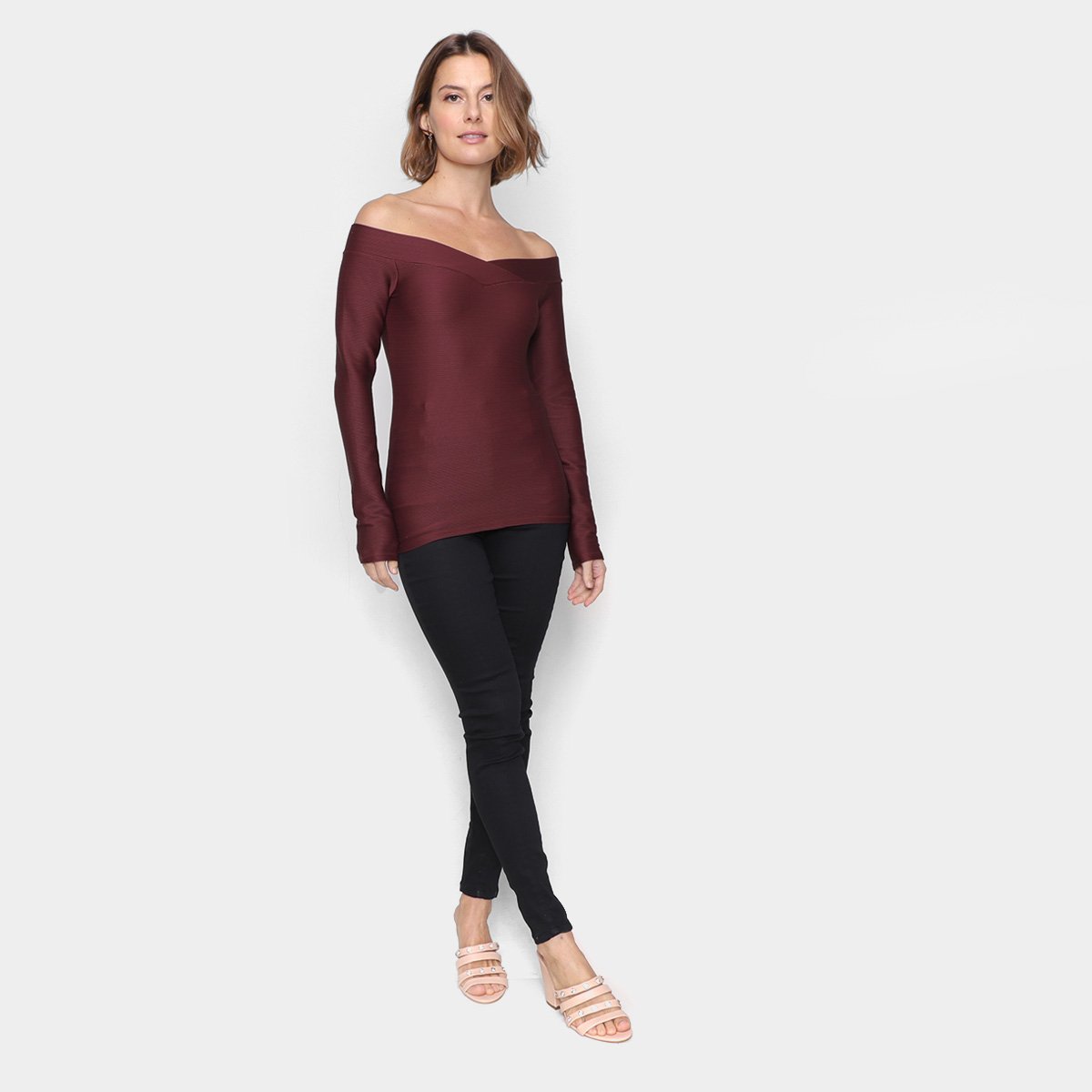 Blusa Malwee Ombro A Ombro Manga Longa Feminina - Tam: P - 3