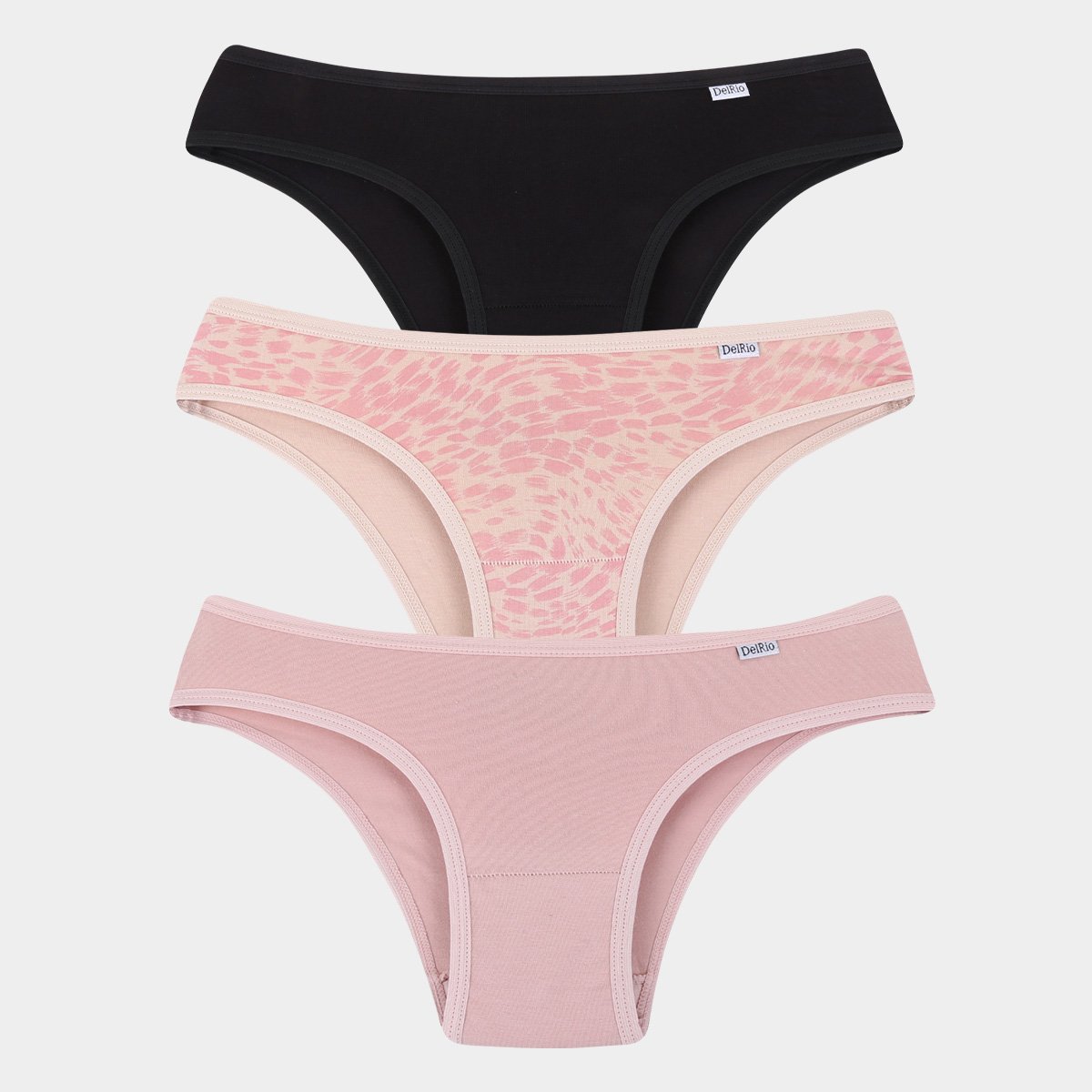 Kit Calcinha DelRio Cotton Lateral Média 3 Peças