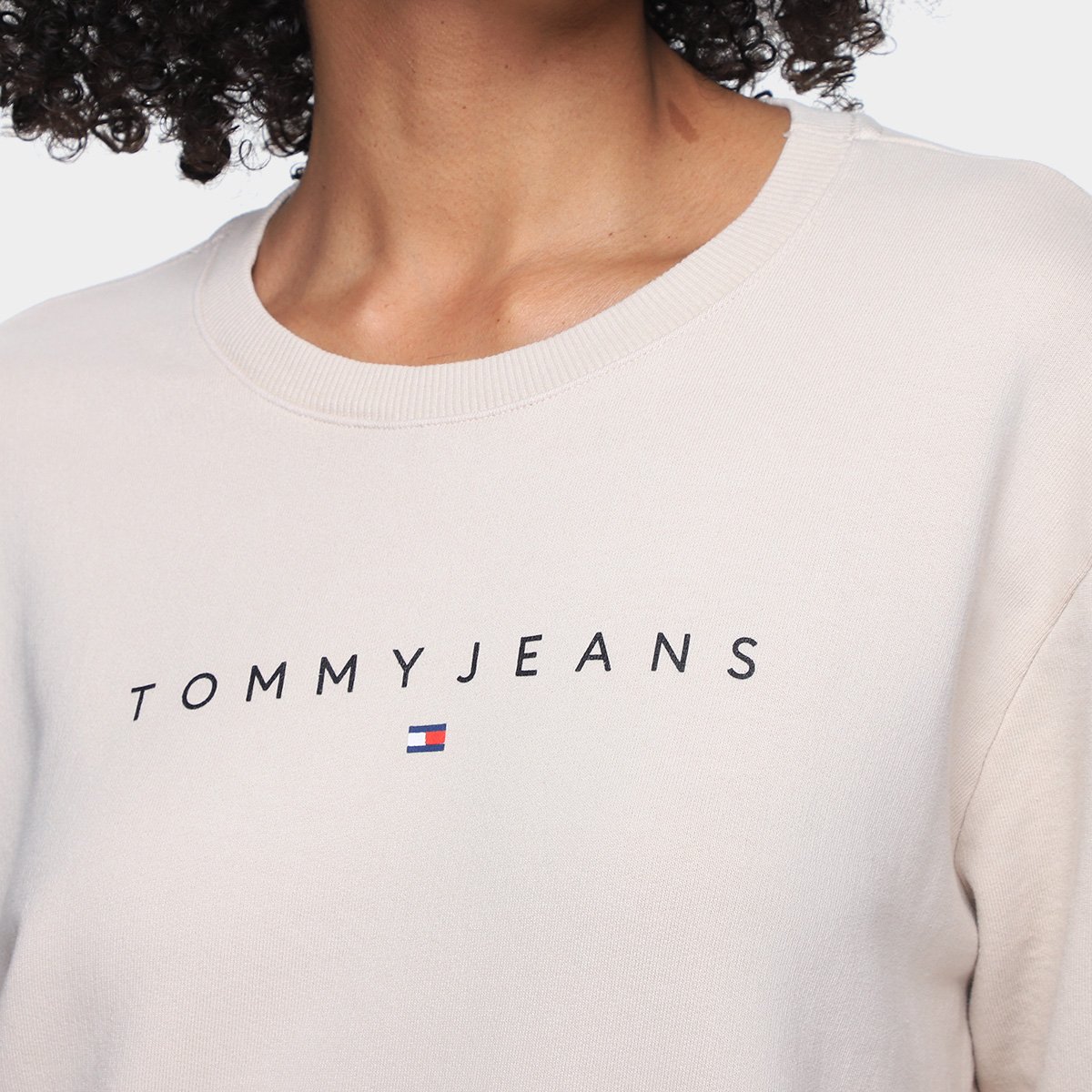 Blusa Moletom Tommy Jeans Linear Crew Feminina - Tam: M - 2