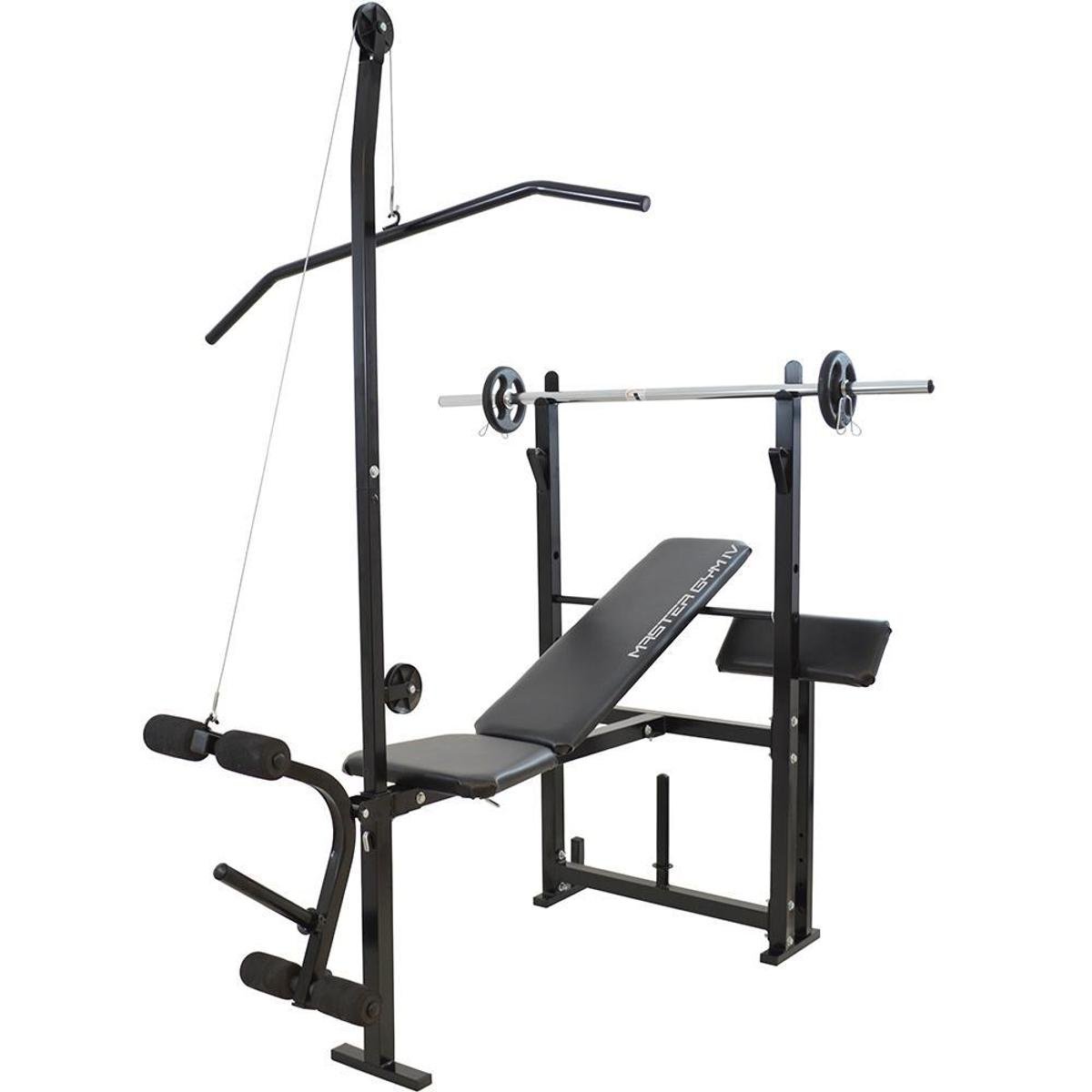 Academia Master Gym com Torre para Puxada, Barra 1,20 e 4kg de anilhas pintada Poli Sports Menor preço em Academia Master Gym com Torre para Puxada, Barra 1,20 e 4kg de anilhas pintada Poli Sports