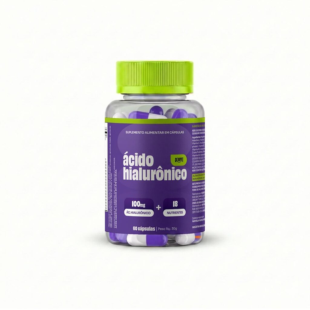 Ácido Hialurônico 100mg Soufit 60 Capsulas Pele, Cabelo E Unha