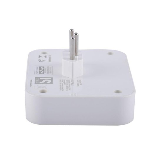 Adaptador Multiplug 2 saídas AC e Carregador DC 2 portas USB - Branco