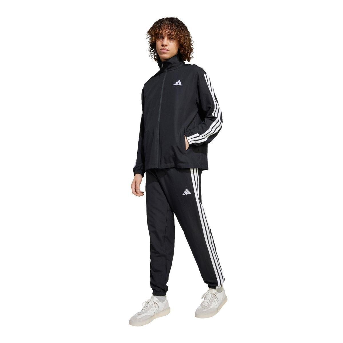 Agasalho Adidas Malha Sportswear Basic Três Listras Masculino