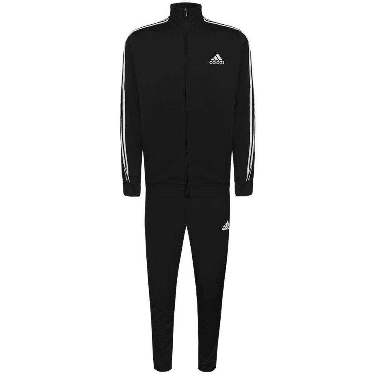 Agasalho Adidas Masculino 3S TR TT TS - Preto+Branco | Netshoes