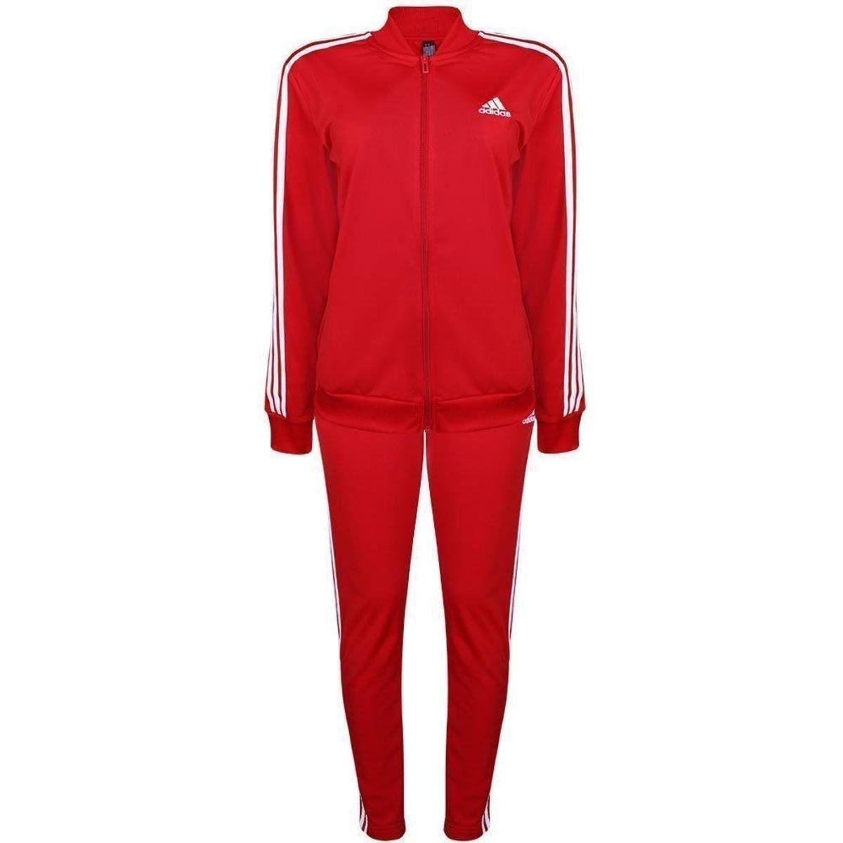 Agasalho Adidas W 3S TR TS Feminino Vermelho+Branco Netshoes