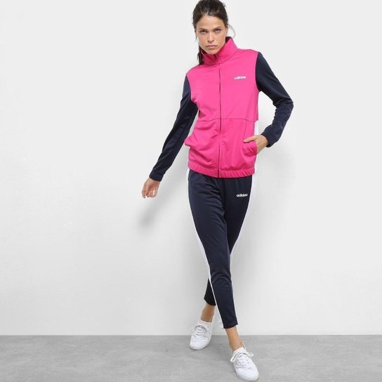 Agasalho Adidas Wts Plain Tric Feminino - Pink e Marinho Menor preço em Agasalho Adidas Wts Plain Tric Feminino - Pink e Marinho