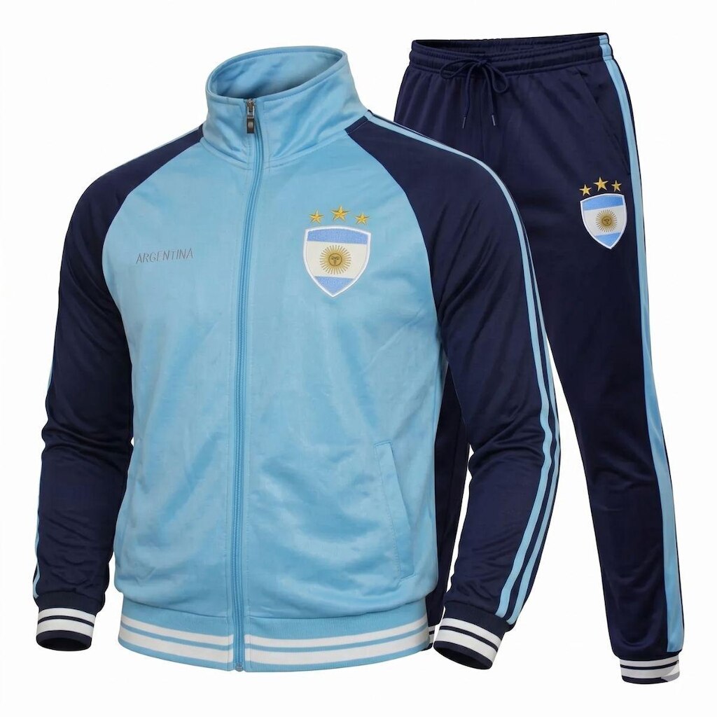 Agasalho Conjunto Argentina Seleção Jaqueta Calça Azul Celeste Copa