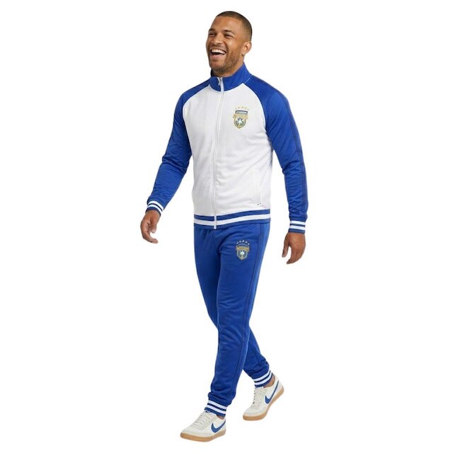 Agasalho Conjunto Brasil Seleção Jaqueta Calça Branco/Azul