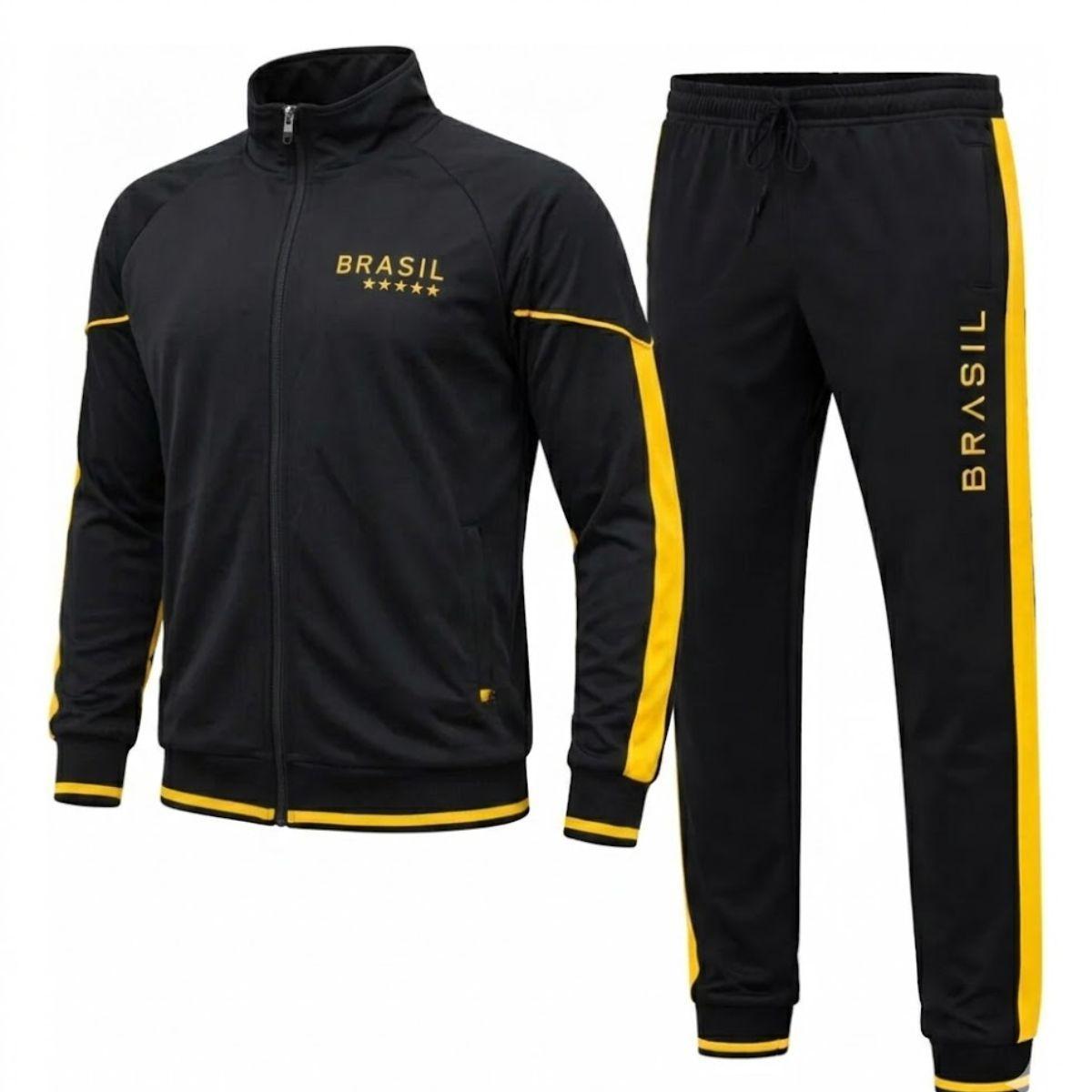 Brazil National Team Tracksuit Jacket and Pants Black/Yellow